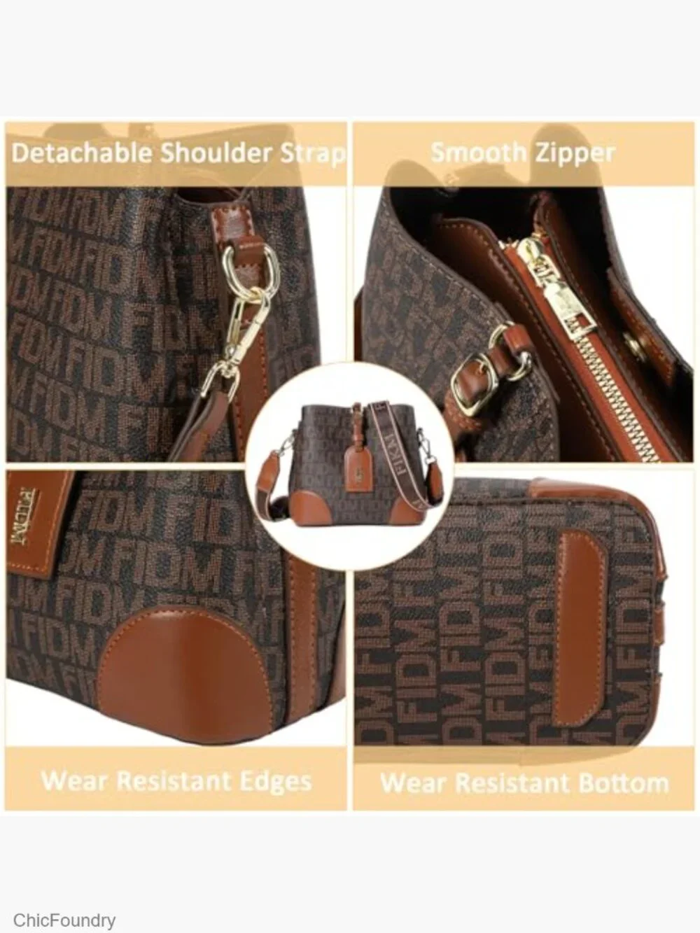 Vintage Hobo Shoulder Bag - Tote Satchel with Top Handle & 2 Straps